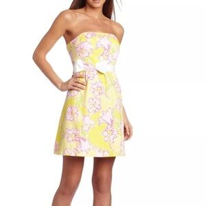 Lilly Pulitzer Amberley Strapless Cotton Dress Yellow Sz 4